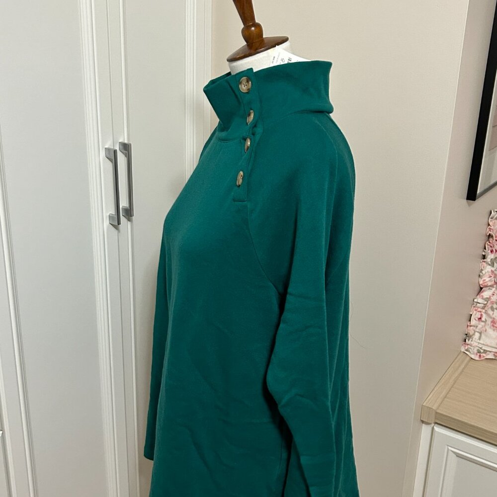 J Crew Wide button-collar tunic sweatshirt in cloudspun fleece - Picture 7 of 13